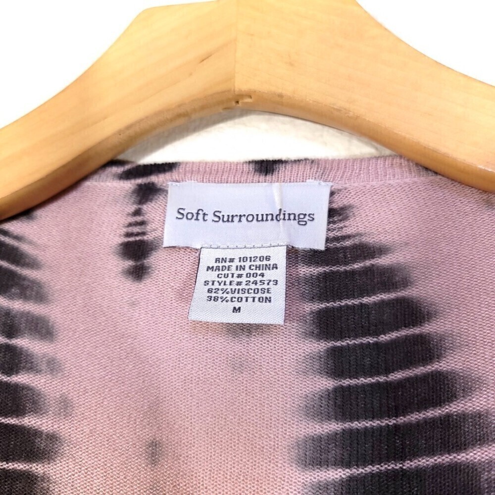 SOFT SURROUNDINGS Waterfall Open Front Hi-Low Cardigan Sweater in Pink Tie Dye - Picture 2 of 8